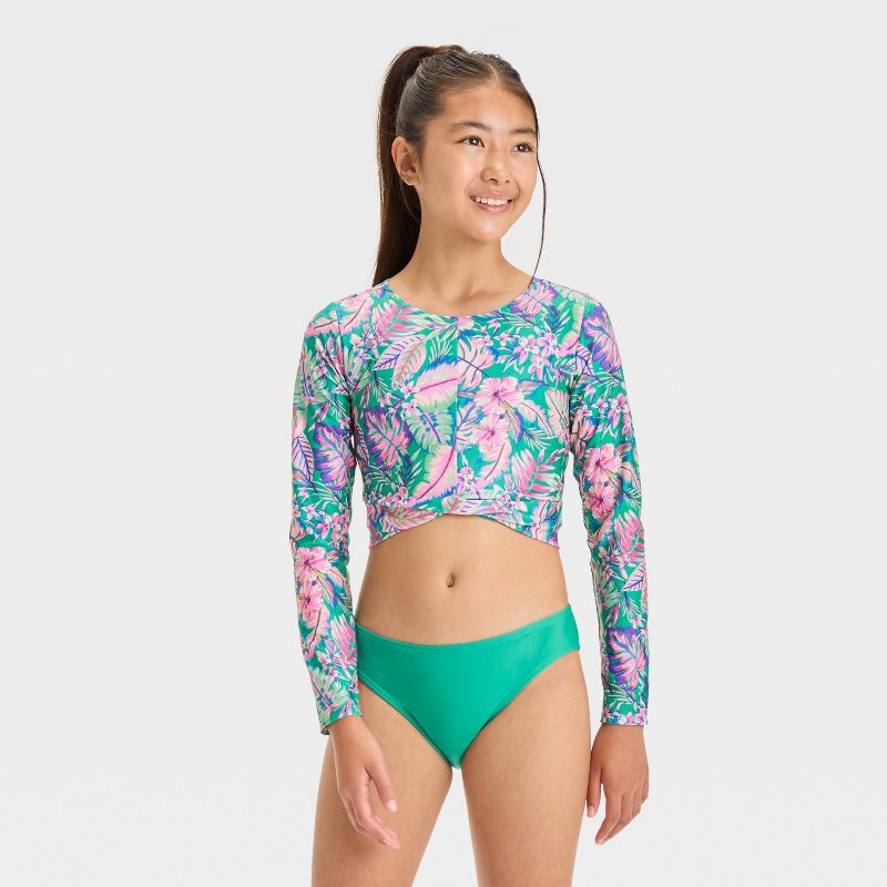 Girls' Abstract Tropical Jungle Flowers Bikini Set - art class™