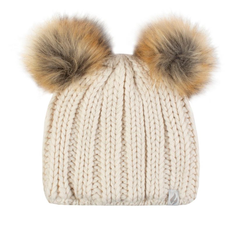 Girls Crystal Mountain Hat with Two Pom Poms