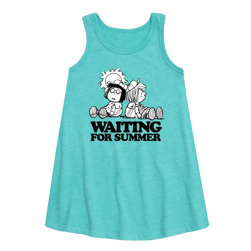 Girls' - Peanuts - Marcie & Peppermint Patty Waiting for Summer Dazed Graphic Sleeveless Aline Dress