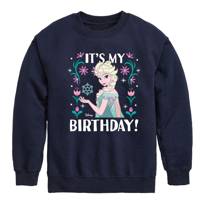 Boys' - Disney - Elsa It's My Birthday Graphic Long Sleeve Fleece Sweatshirt