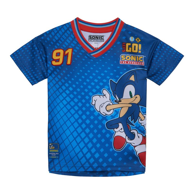 قميص كرة قدم شبكي من SEGA Sonic the Hedgehog للأطفال الصغار والكبيرين