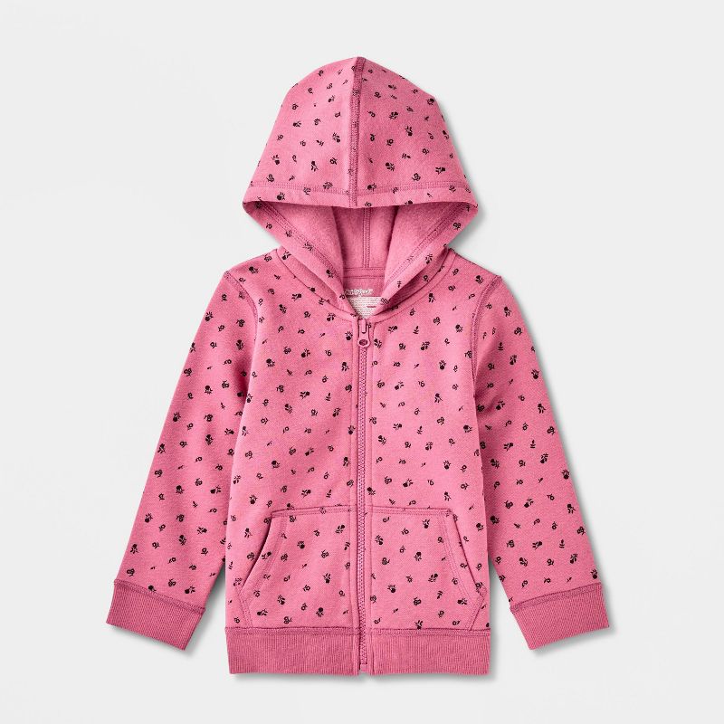 Toddlers' Adaptive Zip-Up Fleece Hoodie Sweatshirt - Cat & Jack™ Pink Rose