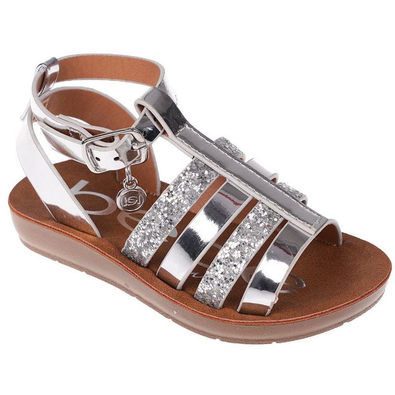 bebe Toddler Girls' Sandals - Open Toe Flat Sandals Comfy Summer Flats for Toddler and Little Kids