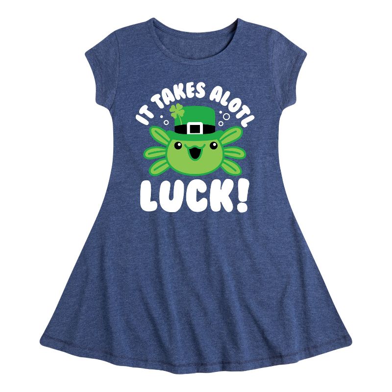 Girls' - Instant Message - St. Patrick's Day It Takes Alotl Luck Fit & Flair Cap Sleeve Dress