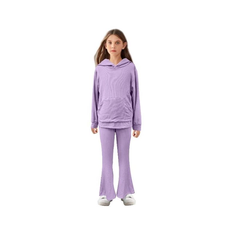 Girls Hooded Top With Flared Leggings Set