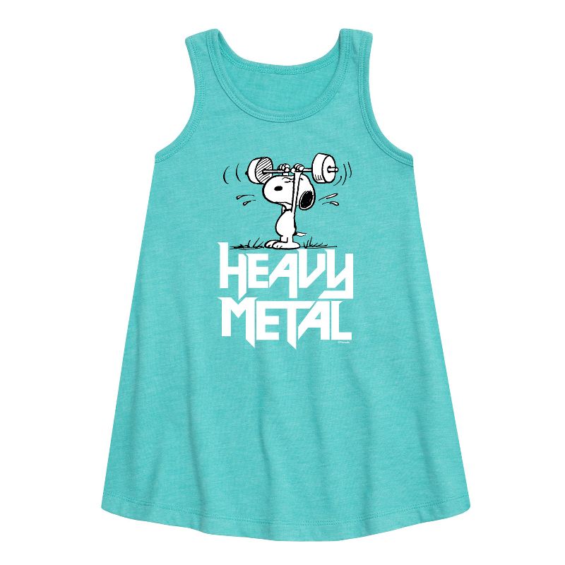 Girls' - Peanuts - Heavy Metal Snoopy Graphic Sleeveless Aline Dress