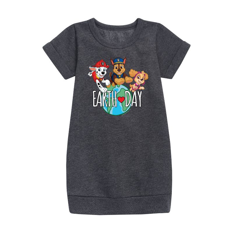 Girls' - Paw Patrol - Earth Day Globe Graphic Short Sleeve Fleece Dress