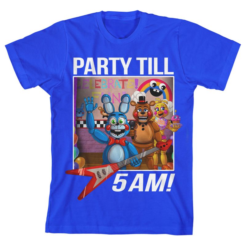 تي شيرت أزرق ملكي للأولاد من مجموعة Five Nights at Freddy's Party Till 5 AM