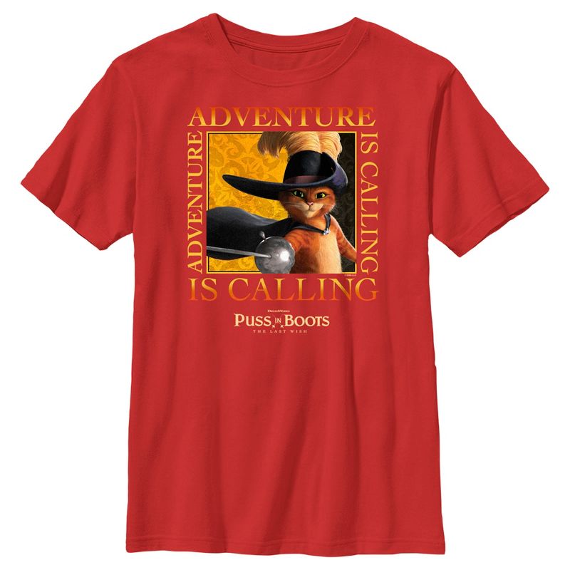 Boy's Puss in Boots: The Last Wish Adventure is Calling T-Shirt