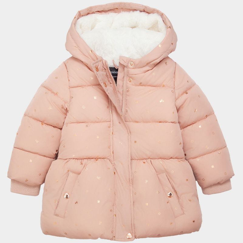 معطف شتوي ستارلايت للبنات الصغار من روكا آند رولا، جاكيت أطفال مبطن بالفرو