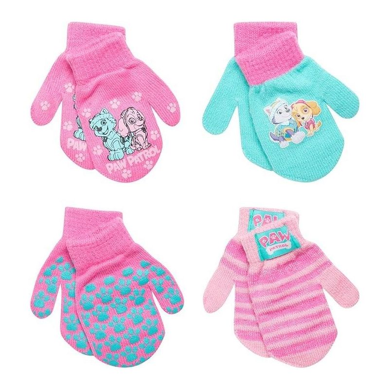 Paw Patrol Girls 4 Pack Mitten or Glove Set, Toddlers/ Little Girls