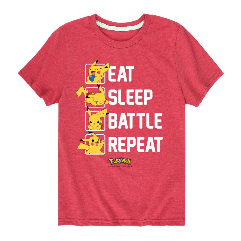 Boys' - Pokémon - Eat Sleep Battle Repeat Short Sleeve Graphic T-Shirt