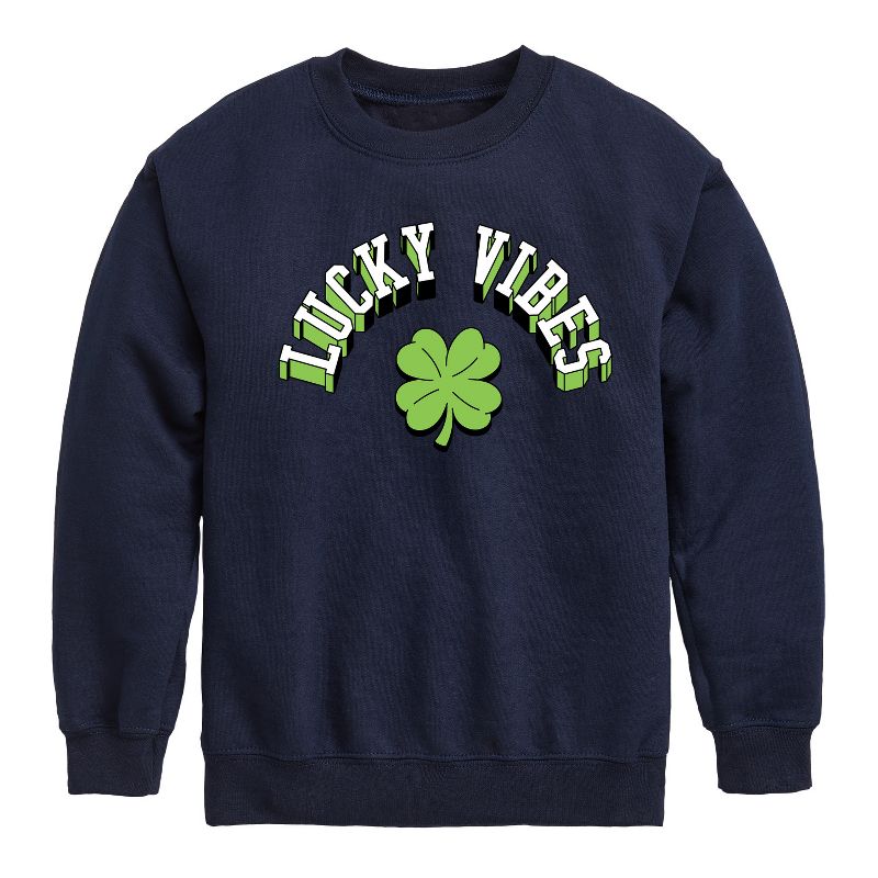 Boys' - Instant Message - St. Patrick's Day Lucky Vibes Graphic Long Sleeve Fleece Sweatshirt