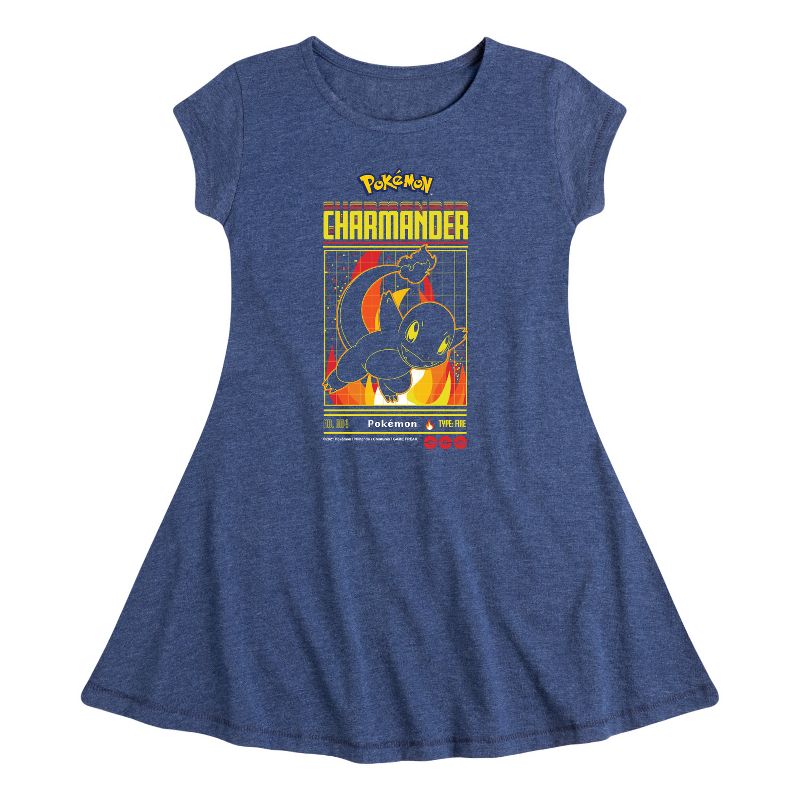 Girls' - Pokémon - Charmander Retro Gamer Fit & Flair Cap Sleeve Dress