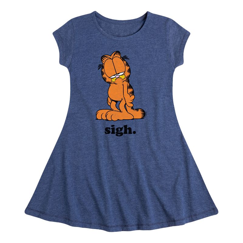 Girls' - Garfield - Sigh Garfield Fit & Flair Cap Sleeve Dress