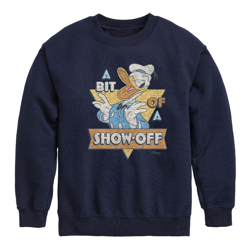Boys' - Disney - Donald Bit Of A Show Off Graphic Long Sleeve Fleece Sweatshirt