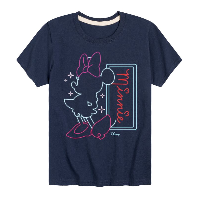 Boys' - Disney - Minnie Mouse Neon Outlined Short Sleeve Graphic T-Shirt