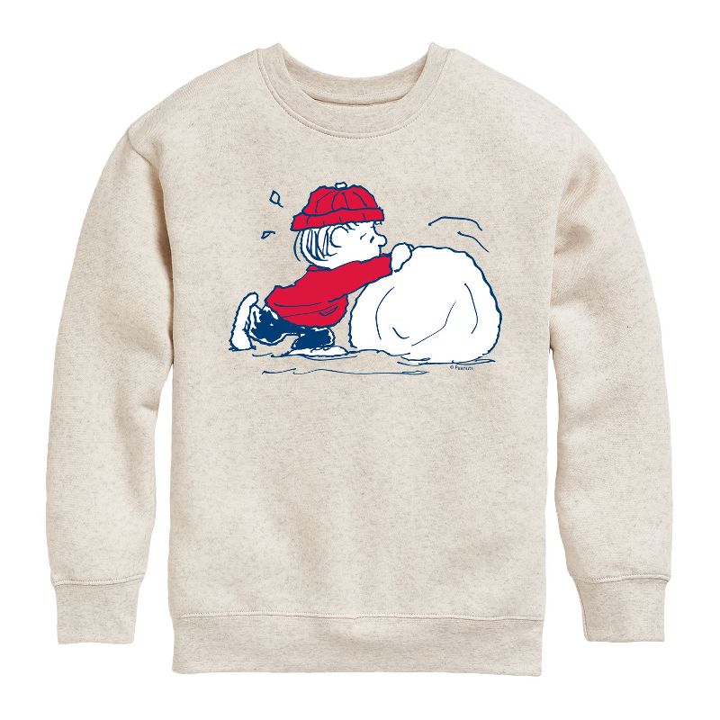 Boys' - Peanuts - Linus Snowball Graphic Long Sleeve Fleece Sweatshirt