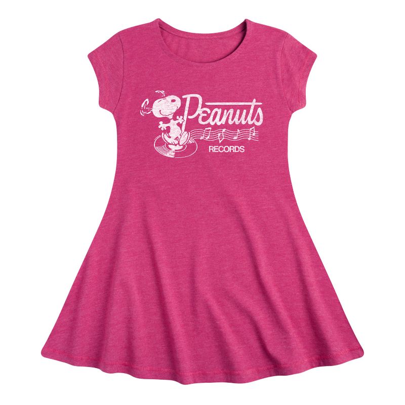 Girls' - Peanuts - Dancing Snoopy Fit & Flair Cap Sleeve Dress