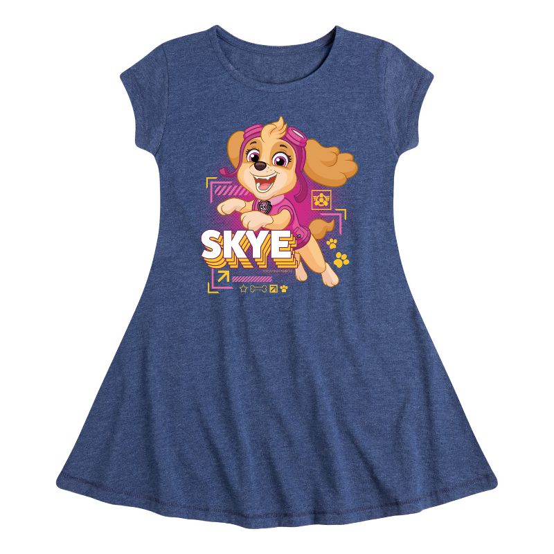 Girls' - Paw Patrol - Skye Character Art Fit & Flair Cap Sleeve Dress