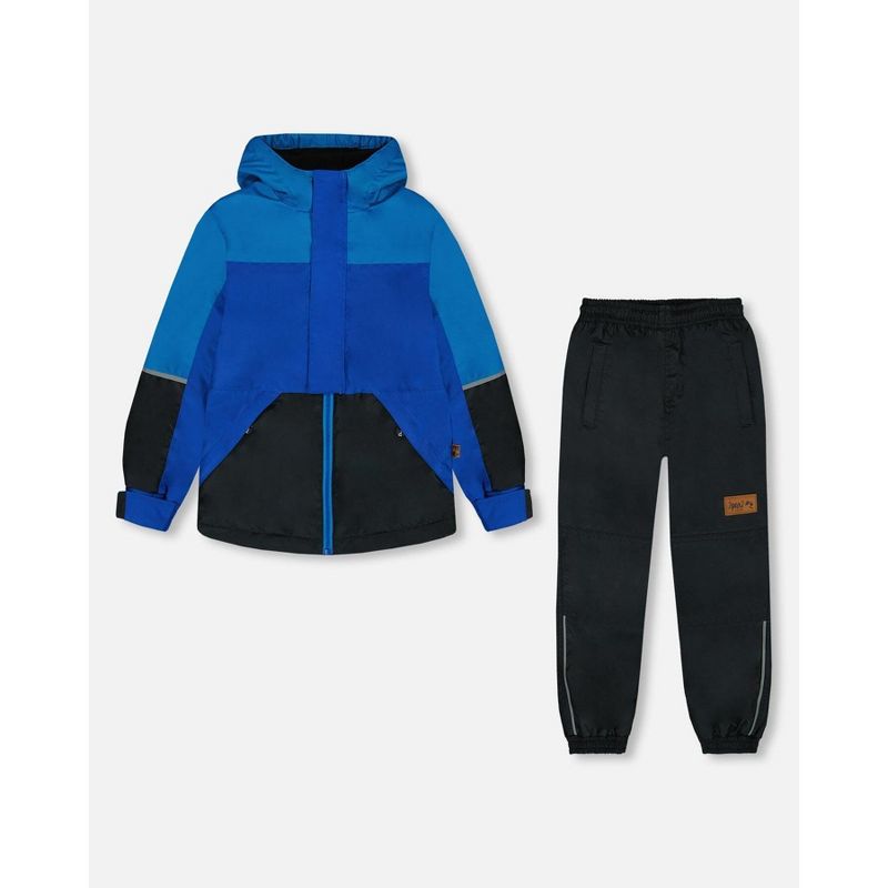 Deux par Deux Boy Two-Piece Mid-Season Outerwear Set Royal Blue and Black