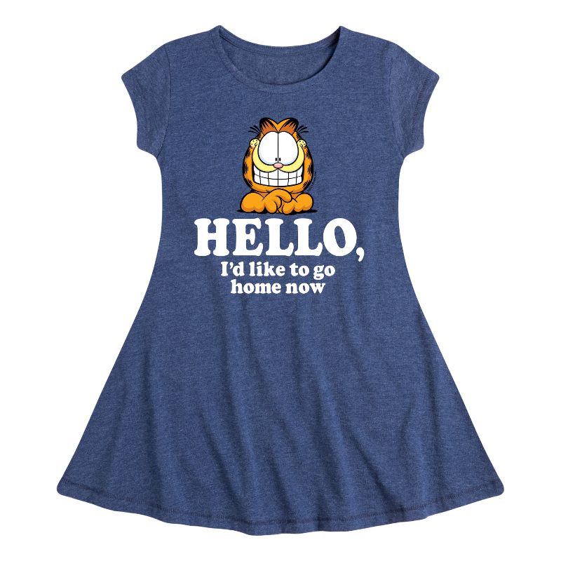 Girls' - Garfield - Hello Go Home Now Fit & Flair Cap Sleeve Dress