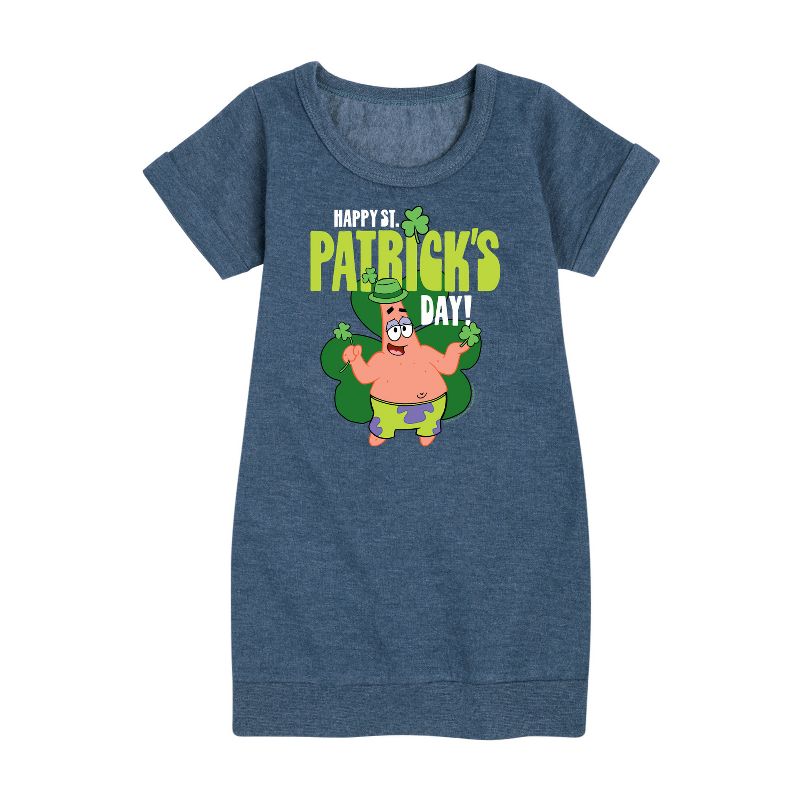 Girls' - SpongeBob Squarepants - Happy St. Patricks Day Graphic Short Sleeve Fleece Dress