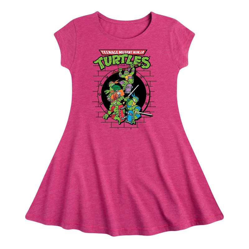 Girls' - Teenage Mutant Ninja Turtles - Sewer Skateboard Fit & Flair Cap Sleeve Dress