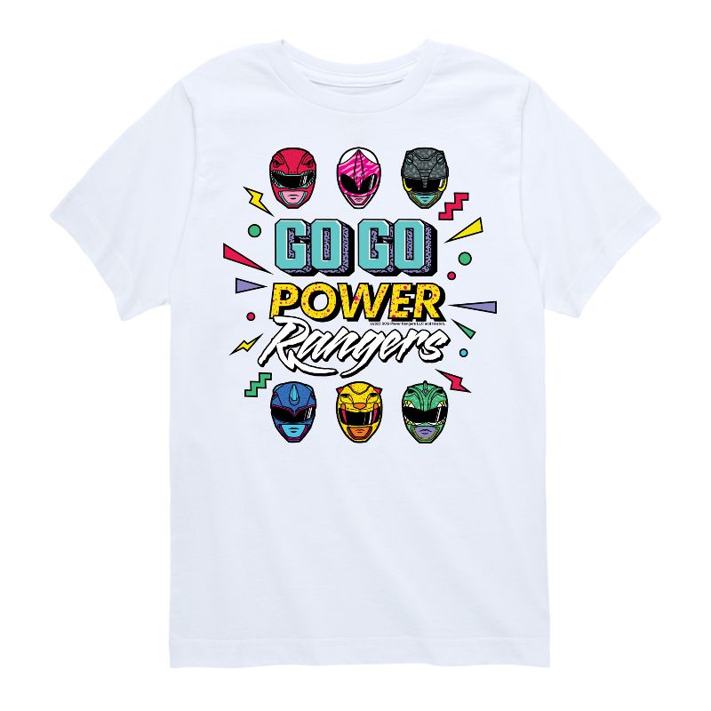 تي شيرت باور رينجرز بأكمام قصيرة مطبوع عليه رسومات للأولاد - Go Go Power Rangers
