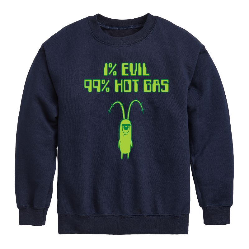 Boys' - SpongeBob SquarePants - Plankton One Percent Evil Graphic Long Sleeve Fleece Sweatshirt