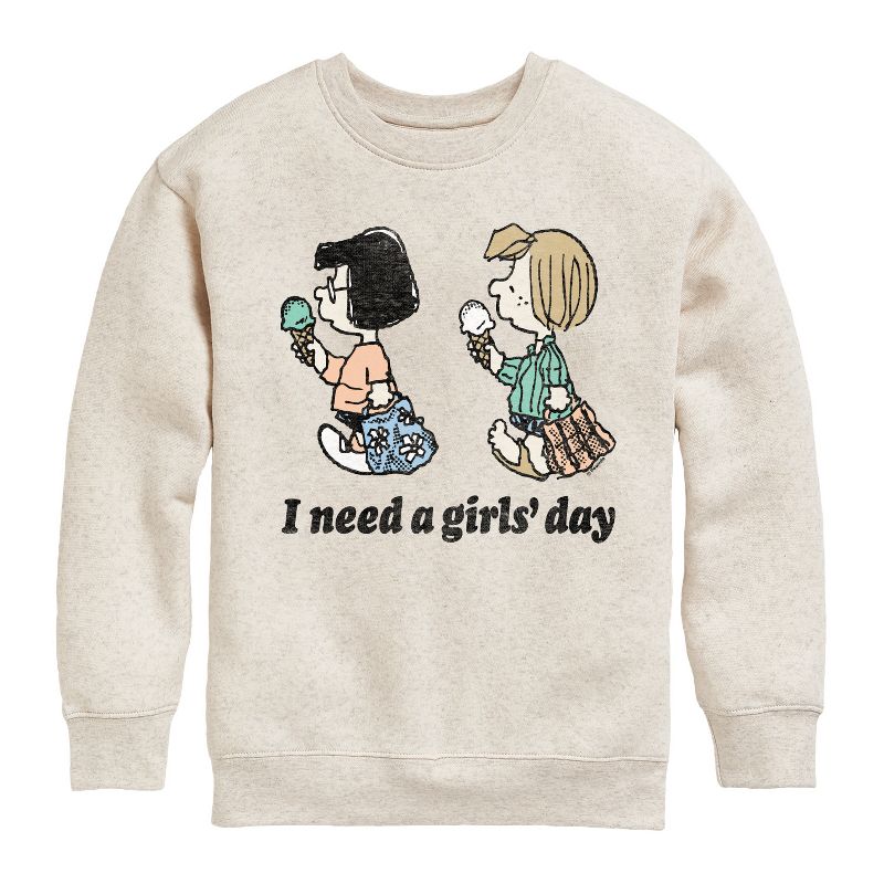 Boys' - Peanuts - I Need A Girls Day Graphic Long Sleeve Fleece Sweatshirt