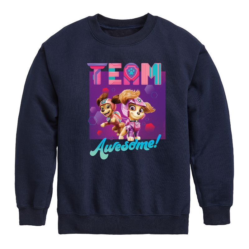 Boys' - Paw Patrol - Team Awesome Graphic Long Sleeve Fleece Sweatshirt