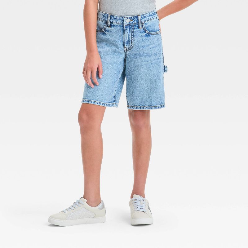 Girls' Mid-Rise Baggy Bermuda Denim Shorts - art class™