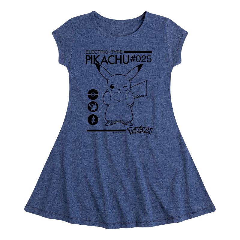 فستان بناتي - بوكيمون - بتصميم كهربائي أنيق وعصري بأكمام قصيرة