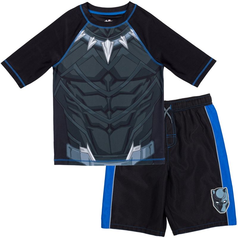 Marvel UPF 50+ Raglan Rash Guard and Swim Trunks Outfit Set