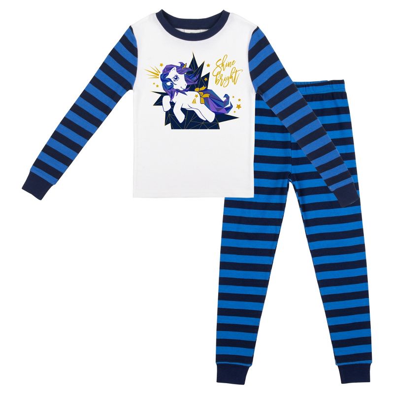 My Little Pony Retro Shine Bright Youth Long Sleeve Shirt & Striped Sleep Pajama Pants Set