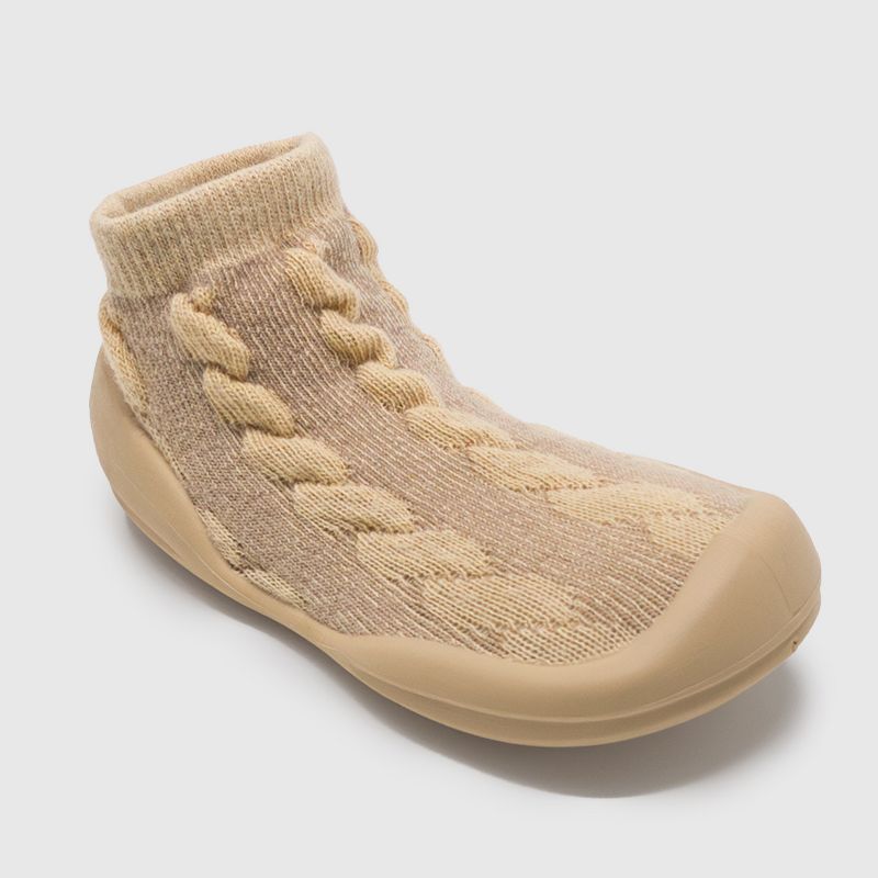 Komuello Toddler Boy Girl First Walk Sock Shoes Cable Knit