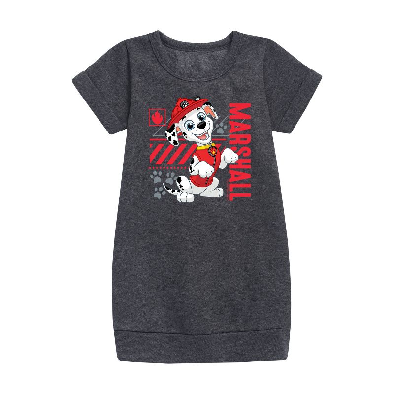 Girls' - Paw Patrol - Marshall Vertical Graphic Short Sleeve Fleece Dress