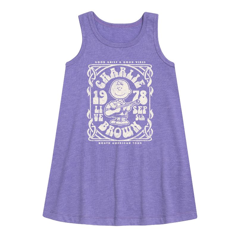 Girls' - Peanuts - Charlie Brown Tour Graphic Sleeveless Aline Dress