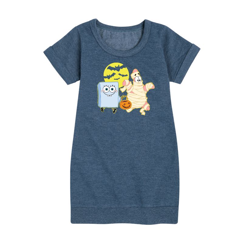 Girls' - SpongeBob SquarePants - Patrick Trick Or Treating Graphic Short Sleeve Fleece Dress