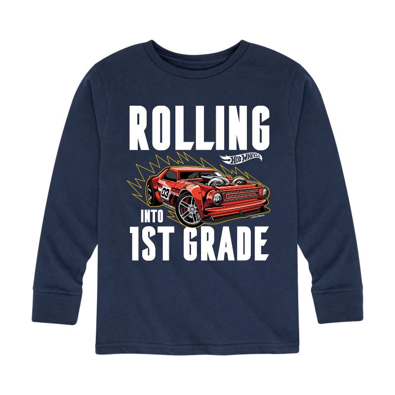 Boys' - Hot Wheels - Rolling Into 1st Grade Long Sleeve Graphic T-Shirt