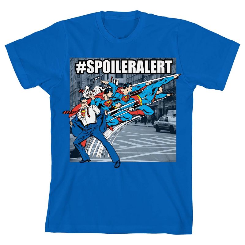 تي شيرت جرافيكي أزرق ملكي للشباب بطبعة سوبرمان #SpoilerAlert