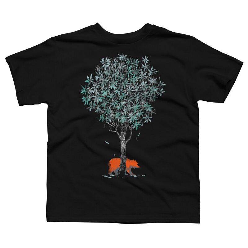 تي شيرت بتصميم بشري للأولاد مطبوع عليه صورة دب بري يخدش شجرة من راديومود