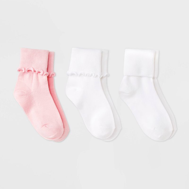 Girls' 3pk Bobby Socks - Cat & Jack™ White/Navy/Black