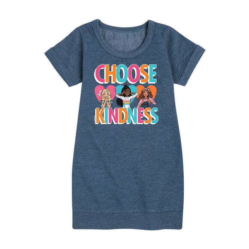 فستان باربي متعدد الألوان بأكمام قصيرة من الصوف برسومات من اختيار Kindness للبنات