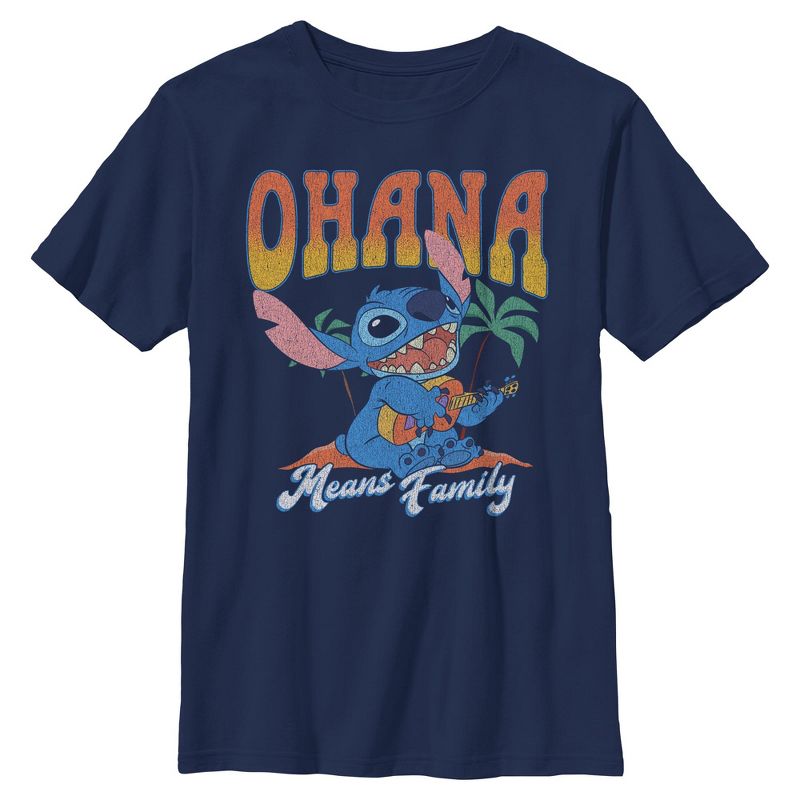 Boys Lilo & Stitch Ohana Guitar T Shirt