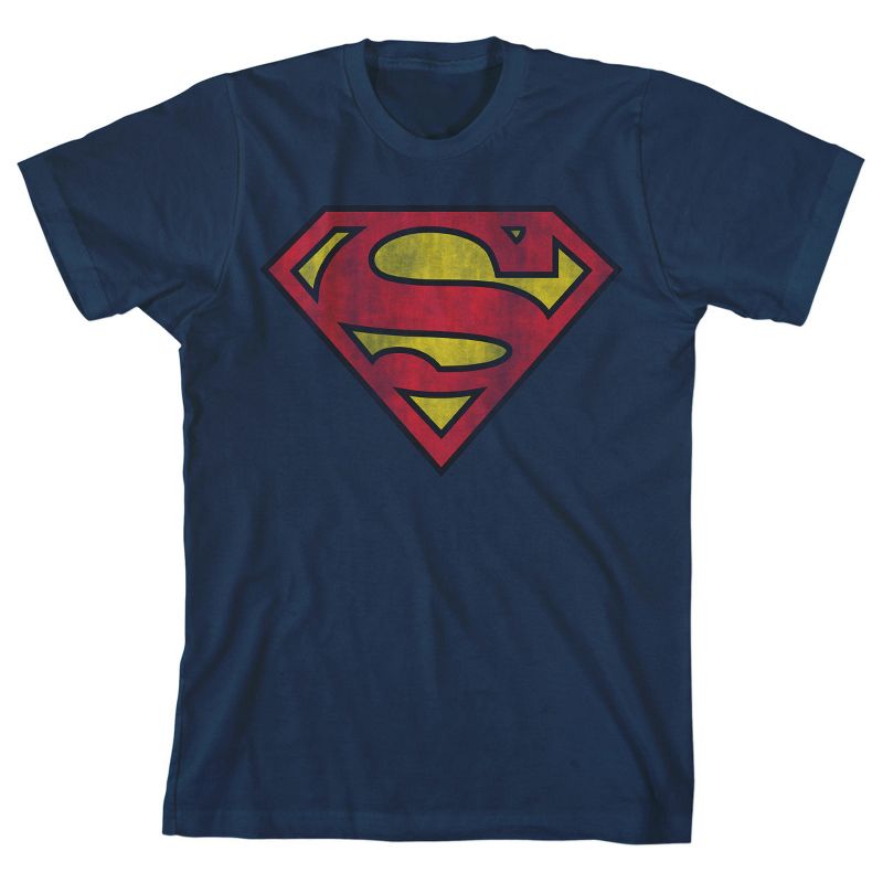 Superman Classic Shield Youth Navy Blue Graphic Tee