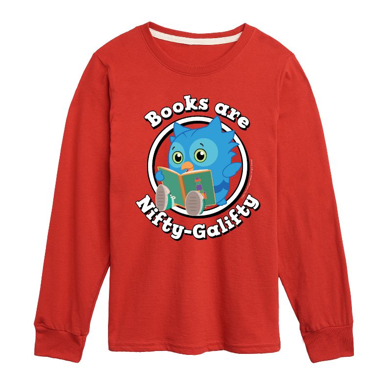 Boys' - Daniel Tiger - Books Are A Hoot Long Sleeve Graphic T-Shirt