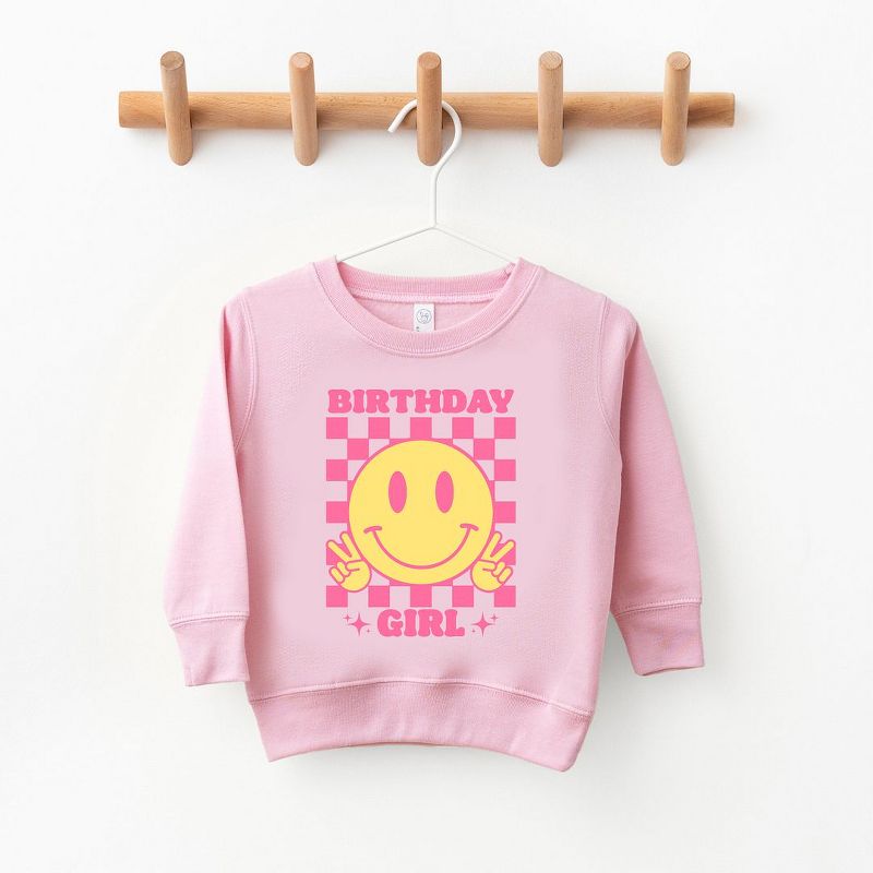 The Juniper Shop Birthday Girl Checkered Toddler Graphic Sweatshirt