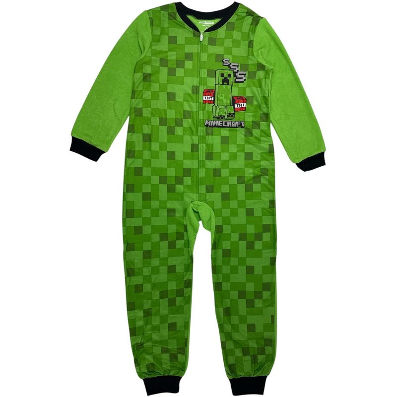 بيجامات ماين كرافت للأولاد الصغار/الكبار بغطاء رأس من قطعة واحدة